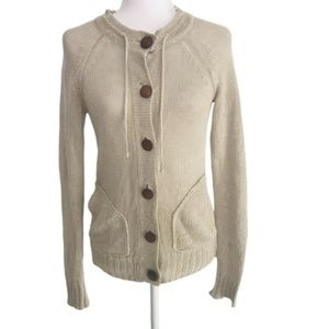 J crew Small Cardigan Button Sweater Khaki Chunky